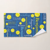 Boules de tennis sport jaune, bleu coutume (Serviette à main)