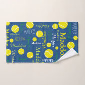 Boules de tennis sport jaune, vert, bleu coutume (Serviette à main)