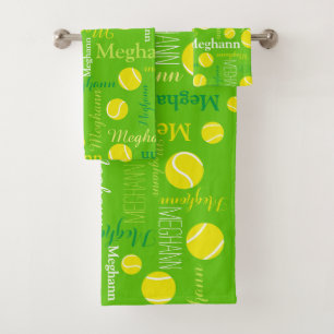 Boules de tennis sport jaune, vert nom personnalis