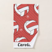 Boules de volley-ball rouge et flocons de neige No (Serviette à main)