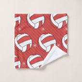 Boules de volley-ball rouge et flocons de neige No (Gant de toilette)