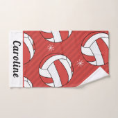 Boules de volley-ball rouge et flocons de neige No (Serviette à main)