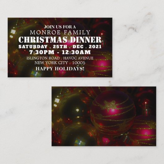 Boules rouges et or, Invitation au billet de fête  (Devant / Derrière)