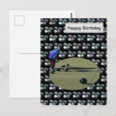 Boules sur gazon, carte postale d'anniversaire, (Devant / Derrière)