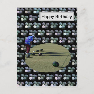 Boules sur gazon, carte postale d'anniversaire,