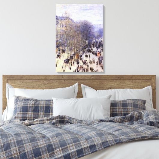 Boulevard des Capucines van Claude Monet, Schilder Canvas Afdruk (Insitu (Slaapkamer))