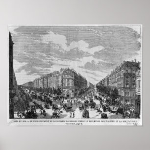 Boulevard Haussmann uitgebreid tussen Poster