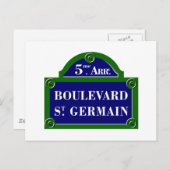 Boulevard Saint-Germain, Paris Street Sign Briefkaart (Voorkant / Achterkant)