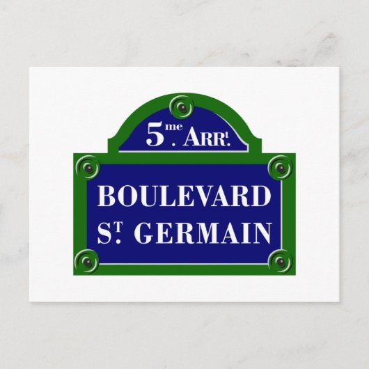 Boulevard Saint-Germain, Paris Street Sign Briefkaart (Voorkant)