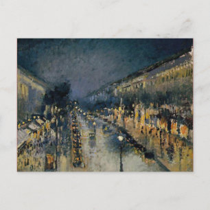 Boulevarde Montmartre in Night ~ Camille Pissarro Briefkaart