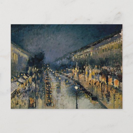 Boulevarde Montmartre in Night ~ Camille Pissarro Briefkaart (Voorkant)