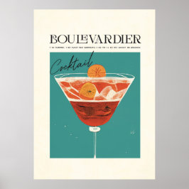 Boulevardier Cocktail Classic Recipe Poster