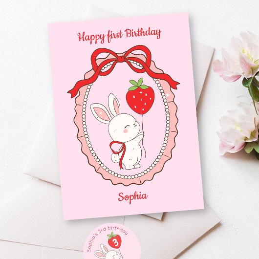 Boulon de fraise de lapin Bonne carte d'anniversai