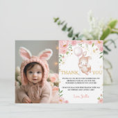 Boulon Floral Bunny Anniversaire Carte de remercie (Debout devant)