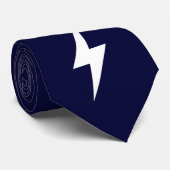 Boulons de foudre blancs sur Cravate bleu marine (Roulé)
