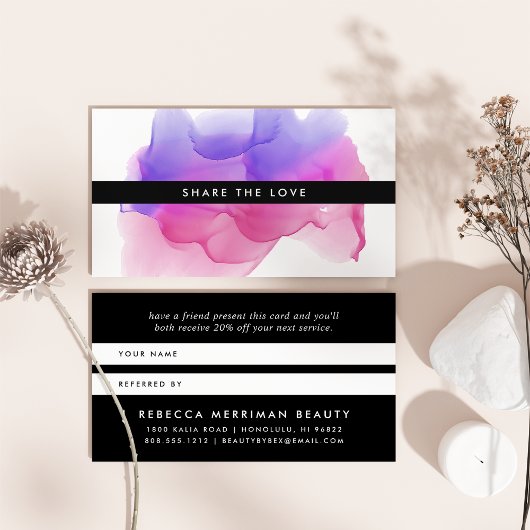 Boulot d'aquarelle Magenta moderne | Carte de reco