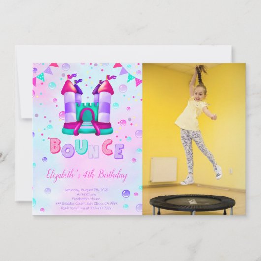 Bounce Birthday Photo Invitation (Devant)