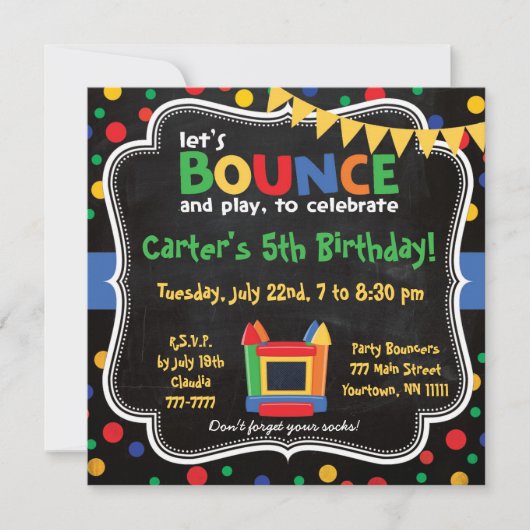 Bounce House and Inflatables Birthday Uitnodiging (Voorkant)