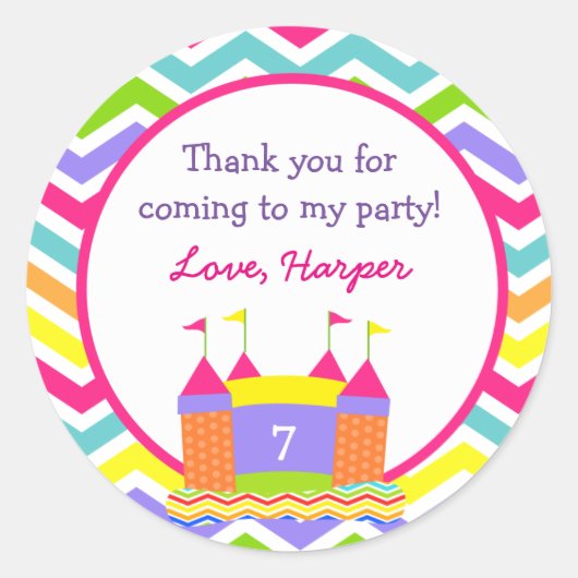 Bounce House Anniversaire Fête Favoriser Stickers (Devant)