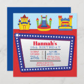 BOUNCE HOUSE ANNIVERSAIRE FÊTE INFLABLE Invitation (Devant / Derrière)