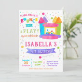 Bounce House Birthday Invitations for girl (Debout devant)