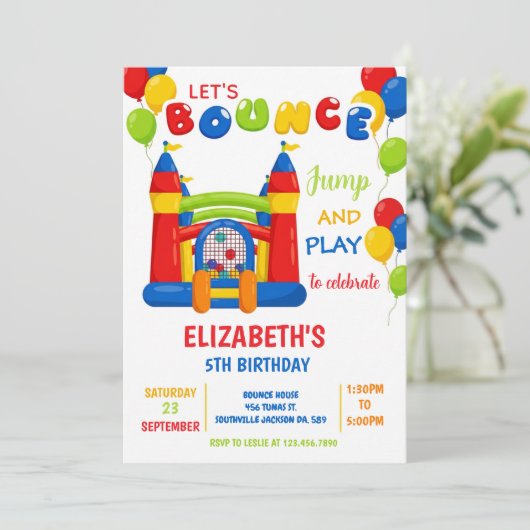 Bounce House Birthday Party Invitations Kaart (Staand voorkant)