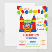 Bounce House Birthday Party Invitations Kaart (Voorkant / Achterkant)