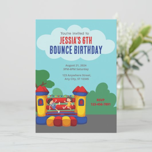 Bounce House Birthday Party Kaart (Staand voorkant)