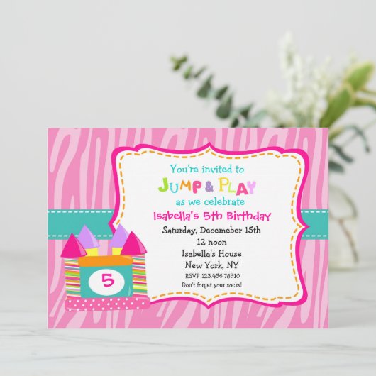 Bounce House Bounce Castle Birthday Uitnodigingen (Staand voorkant)