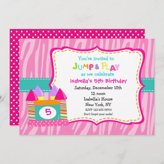 Bounce House Bounce Castle Birthday Uitnodigingen (Voorkant / Achterkant)