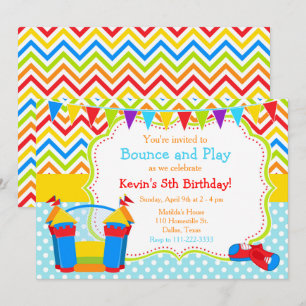 Bounce House Bouncy Castle Birthday Blue Kaart