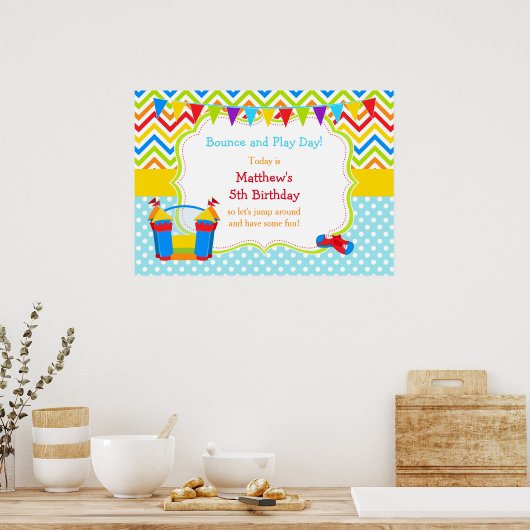Bounce House Bouncy Castle Birthday Boy Poster (Keuken)