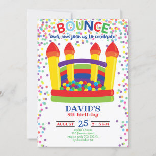 Bounce House Colorful Boy Birthday Party Kaart