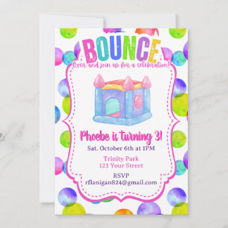 Bounce House Colorful Rainbow Birthday Party  Kaart