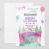 Bounce house girl theme invitation (Devant / Derrière)