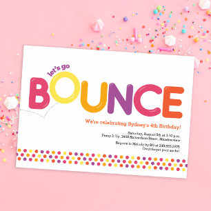 Bounce House Invitation Anniversaire rose et orang