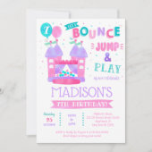 Bounce House Jump Birthday Uitnodigingen voor meis (Voorkant)