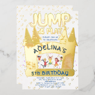 Bounce House Jump Spelen Gymnastiek Kinderen Verja Folie Uitnodiging