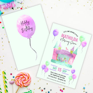 Bounce House Jump Trampoline Meisje Verjaardag Dig Kaart