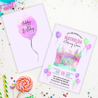 Bounce House Jump Trampoline Meisje Verjaardagsfee Kaart