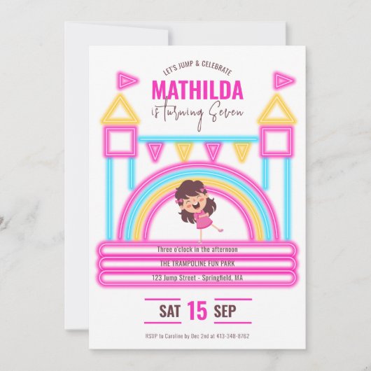Bounce House Jump Trampoline Party Kinderen Verjaa Kaart (Voorkant)