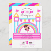 Bounce House Jump Trampoline Party Kinderen Verjaa Kaart (Voorkant / Achterkant)