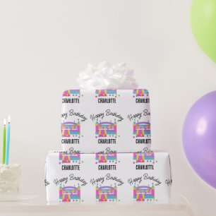 Bounce House Jumping Castle Meisjes Verjaardagsfee Cadeaupapier