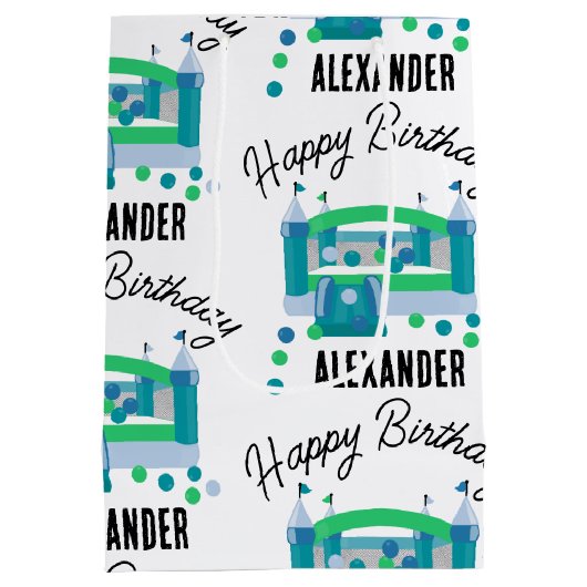 Bounce House Jumping Castle Verjaardagsnaam Kinder Medium Cadeauzakje (Achterkant)