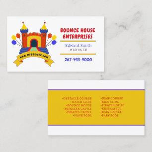 BOUNCE HOUSE OPBLAASBARE FEESTVERJAARDAG Zakelijk Visitekaartje