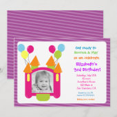 Bounce House Photo Birthday Invitations Kaart (Voorkant / Achterkant)