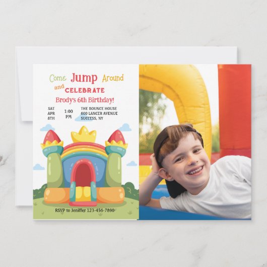 Bounce House Photo Invitation Kaart (Voorkant)