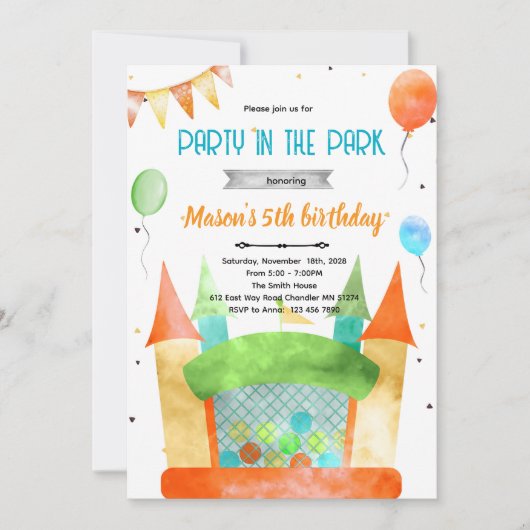 Bounce house theme party invitation (Devant)
