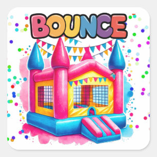 Bounce House Verjaardag Bash Vierkante Sticker