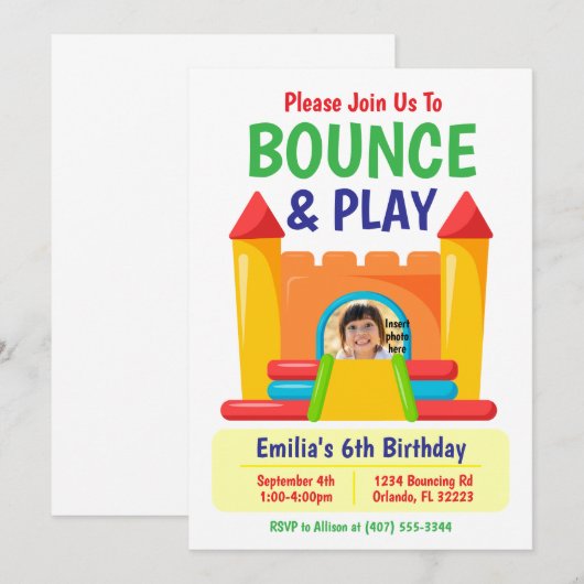 Bounce & Play Invitation d'anniversaire (Devant / Derrière)